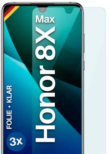moex für Huawei Honor 8X Max Schutzfolie Displayschutz Folie Ultra-klar HD 0,2 mm kompatibel mit jeder Hülle, Anbringen ohne Blasen, Handyfolie Extra Kratzfest, FlexProtect 3 Stück
