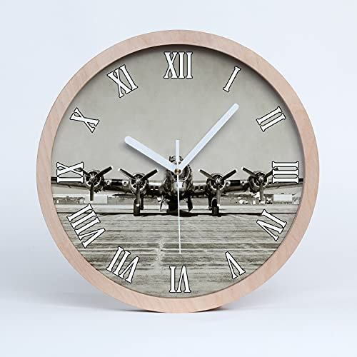 Tulup Holzuhr Uhr Holz ⌀ 25cm Dekoration Wanduhr Modern Runde Stille Uhren Weiße Uhrzeiger - alt Bomber