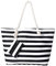 MASADA Badetasche XXL Familie Strandtasche Damen Beach bag groß mit Reißverschluss - Gestreift schwarz