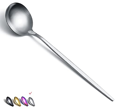 HOMQUEN Lot de 6 Cuillères à Soupe en Acier Inoxydable de 8,1 Pouces Cuillère à Soupe Cuillère à Dessert Cuillère à Dessert Cuillères Couverts Pour la Maison (Argent Mat 8,1 Pouces)