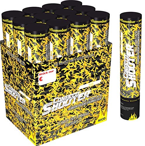 Nico Feuerwerk® [6er Sparpack] Premium-Konfetti-Shooter Set GOLD metallic I Party-Popper-kanonen 30 cm für Geburtstag Verlobung Hochzeit Party Silvester Feier