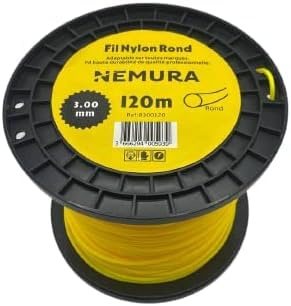Nemura Fil Débroussailleuse Rond Ø: 3,00 mm, L: 120 m - Compatible avec d'autres marques - Haute durabilité - Qualité professionnelle - Marque Française