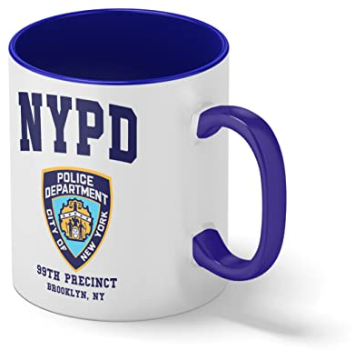 Brooklyn 99 New York Police Nine Nine Precinct Blanc tasse de café avec le bleu et poignée Rim Mug