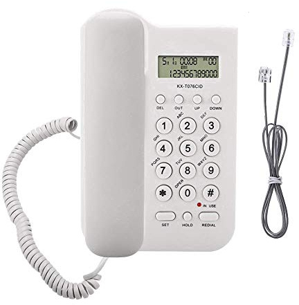 Schnurgebundes Telefon, Schnurgebundenes Wandtelefon Wired Desktop Telefon Festnetztelefon FSK/DTMF Home Hotel Verdrahtete Desktop Wand Telefon mit Anrufe Display für Büro Zuhause(Weiß)