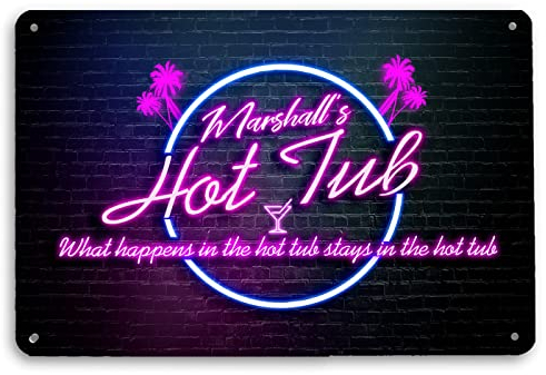 Personalised Hot Tub sign Pink Neon effect Bar out-door sign A4 metal Sign