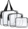 Aucuu Kulturtasche Transparent,3 Stück Kosmetiktasche Durchsichtig, wasserdichte PVC-Reise-Waschtaschen, TSA-zugelassene Make-up-Taschen, für Familie, Männer un Frauen