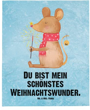 Mr. & Mrs. Panda Fleecedecke Maus Weihnachten - Geschenk, Sofadecke, Wolldecke, Tagesdecke, Frohe Weihnachten, Nikolaus, Heiligabend, Wohndecke,