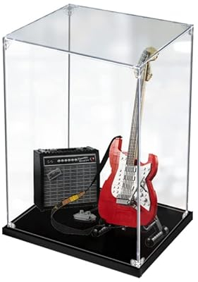 APRILA Acryl Vitrine für 21329 Ideas Fender Stratocaster, Staubdichte Vitrine Transparente Schaukasten Aufbewahrungsbox für Modelle Sammlerstücke, 30 x 15 x 40CM (Nur Vitrine)