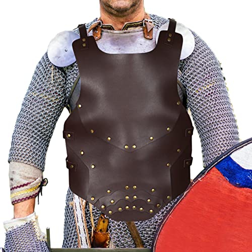 Anloximt Mittelalterlicher Ritter-Schulterschutz - Mittelalterliches Elfen-Cosplay-Kostü Elfen-Schulter-Brustpanzer | Wikinger-Ritter-Leder-LARP-Weste mit Schnallenriemen, Kürass für Männer