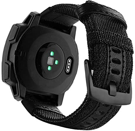 YOOSIDE 22mm Nylon Military Style Armband für Garmin Instinct/Instinct 2 Solar, Gewebtes Gewebe Durable Handgelenk Uhrenarmband für Garmin Instinct Crossover Solar (Schwarz)