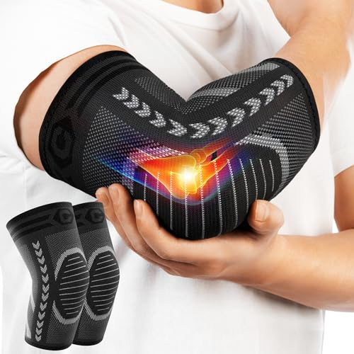 CAMBIVO 2x Ellenbogenbandage Herren Damen, Tennisarm Bandage Ellenbogen für Golferarm, Bandage Ellenbogen für Gewichtheben, Basketball und andere Sport mit Ellbogen