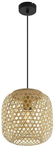 bmf-versand® Hängeleuchte Esstisch aus Bambus - Hängelampe für Wohnzimmer Schlafzimmer Flur 1350 mm Höhe - Pendelleuchte Deckenlampe hängend 230 mm Durchmesser E27 Fassung