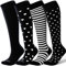 LEVSOX Chaussettes de compression en bambou pour homme et femme 20-30 mmHg - Chaussettes de soutien mignonnes pour infirmières, femmes enceintes, voyages, 4 paires - Mix4, S