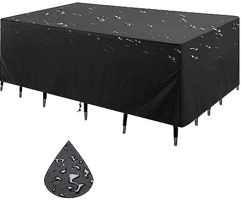 Jianghu Art für Tischabdeckung GartenmöBel 220x100x75cm Wasserdicht Abdeckplane Gartenmöbel 750D Oxford Gewebe, Wetterfest Anti-UV Reißfest für Tische und Stühle Sofas