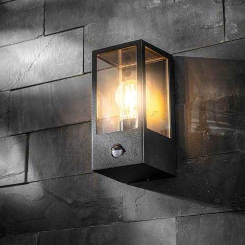 CGC Lighting Outdoor Outside Wall Light PIR Motion Sensor Adjustable Garden Porch Post Driveway Patio Lamp Weatherproof Aluminium Contemporary E27
