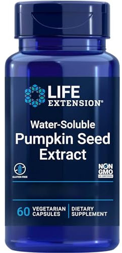 Life Extension, Water-Soluble Pumpkin Seed Extract, 60 Vegan Capsules, Lab-Tested, Gluten-Free, Vegetarian, Soy-Free, GMO-Free