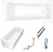 ECOLAM Baignoire rectangulaire Linda 160x75 cm | tablier en acrylique + vidage et trop-plein automatique | pieds et silicone set complet