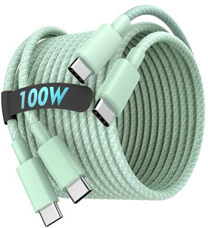 USB C to USB C Cable,100W USb c to USb C Charger Cable Fast Charging Cord Compatible with iPhone15/Samsung/Tablt/iPad Air Mini Pro/MacBook 2 Pack(6ft+6ft)-green