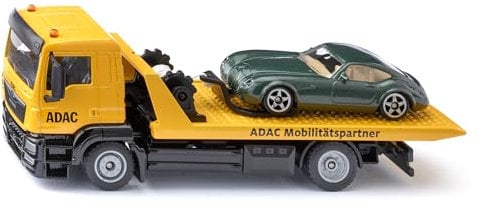 siku 2722, MAN Abschleppwagen ADAC, Inkl. Abzuschleppendem Spielzeugauto, 1:55, Metall/Kunststoff, Gelb, Originalgetreue Funktionen, Ausziehbare Seilwinde, Kipp- und absenkbare Transportplattform
