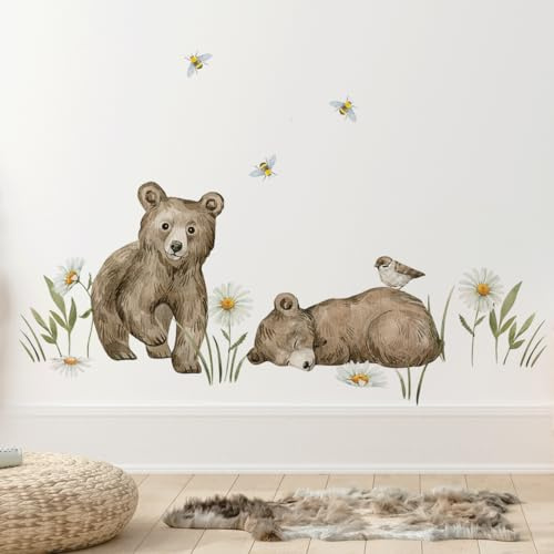 Mica-Mica Waldtiere Wandtattoo fürs Kinderzimmer, Wanddeko, Wandsticker (Large, Bären)