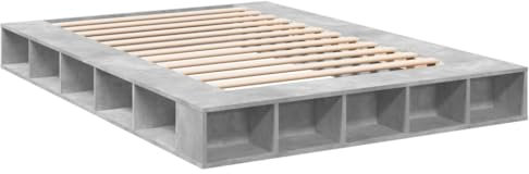 vidaXL Bettgestell, Bett mit Stauraum für Schlafzimmer, Bettrahmen mit Lattenrost, Schlafzimmerbett Doppelbett, Betongrau 160x200cm Holzwerkstoff