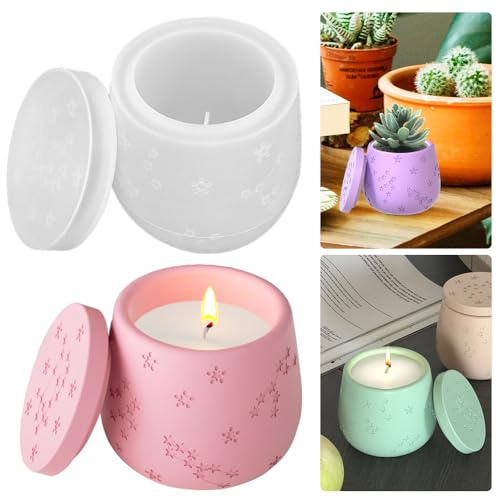 Kerzenhalter Silikonform Kerzenglas mit Deckel Silikonform Kerzen Kerzenhalter Beton Gießform Teelicht Kerzenständ Silikonform Teelichthalter Silikon Dose Epoxidharz Form Blumentopf Gießform