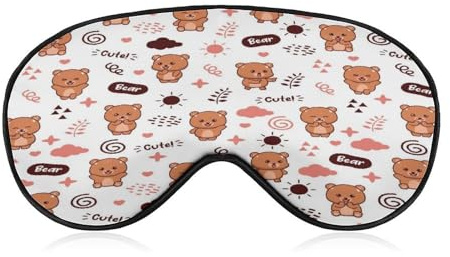 Schlafmaske mit Bären-Motiv (1), Augenmaske aus Seide, weiche Augenbinde aus Satin, Gummiband, Nacht-Augenschutz, Reise-Nickerchen, für Damen und Herren