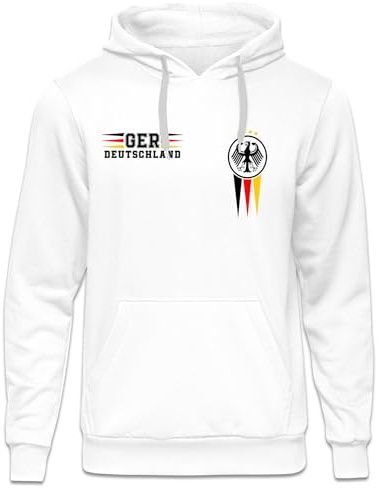 UGLYSHIRT Deutschland Herren Kapuzenpullover | Germany Hoodie Deutschland Pullover Deutschland Trikot Fanartikel Fussball EM WM Deutschland Flagge | M12 FB