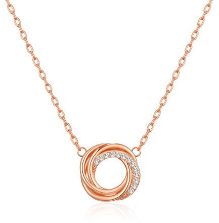 Philip Jones Rose Gold Plated Circle Knot Necklace Created with Zircondia® Crystals