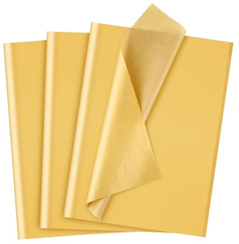 NEBURORA 120 Blatt goldenes Seidenpapier 35 x 50 cm goldenes Geschenkpapier, Großpackung goldene Geschenkpapierbögen für Geschenktüten, Verpackungsfüller, Weihnachtshochzeitsdekor