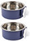 KuTi Kai 2 IN 1 Stainless Steel Pet Hanging Bowl Removable Dog Bowl for Crates Puppy Food Feeder Water Dish with Bolt Holder Dog (Purple-Small-2Packs)