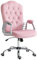 Vinsetto Home Office Chair, Velvet Computer Chair, Button Tufted Backrest with Swivel Wheels, Adjustable Height and Tilt Function, Pink