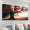 LSYALUCK Baum des Lebens, große Landschaft, Leinwandbild, Wandkunst, Küche, rot, Natur, Herbst, Wald, Bilder, moderne Wandmalereien, Kunstwerk, Dekor, 70 x 140 cm (28 x 55 Zoll), Innenrahmen