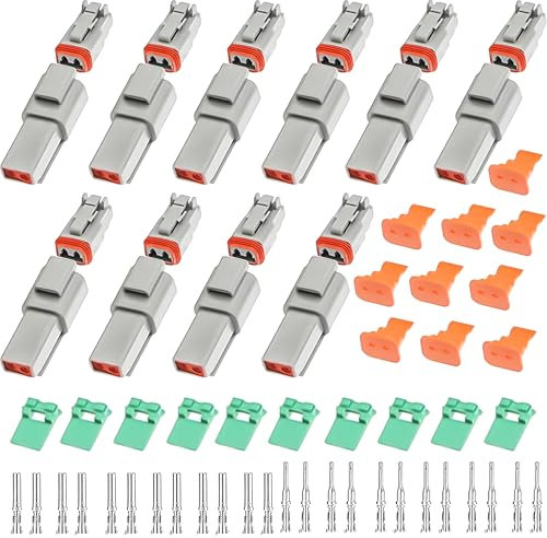 ASOFTY 10 Sets DT-Stecker-Set, Deutscher Stecker KFZ 2 Polig, DT06-2S/DT04-2P Deutsch Stecker, Wasserdichter Elektrischer Steckverbinder für Auto, LKW und Motorrad