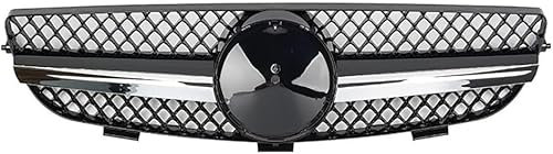 ZHJYFC66 Auto Front Kühlergrill für Mercedes Benz CLK Class W209 2003-2009, Vorne Kapuze Kühlergrill Grill Obere Stoßstange Gitter Auto zubehör,Black