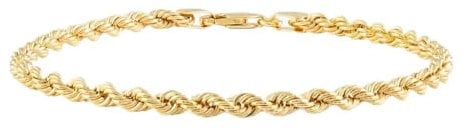 9ct Yellow Gold 7.5 Inch Rope Chain Bracelet 060HVC-7.5