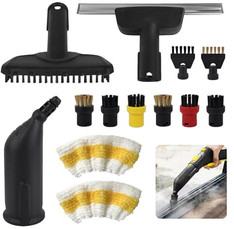 13 Pièces Accessoire pour Karcher Nettoyeur Vapeur, Rondes Brosses, Grattoir à Vapeur,Brosse à Buse,Buse,Brosses Plates, Kit de Brosses Rondes Buse Pièces de Rechange pour Karcher SC1 SC2 SC3 SC4 SC5