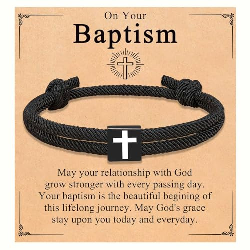 Jixugaud Baptism Gifts for Boys, Baptism Decorations Favors Gift for Teens Teenage Teen Boys Kids Men Christian Religious Easter Basket Stuffers Essentials Cross Bracelet