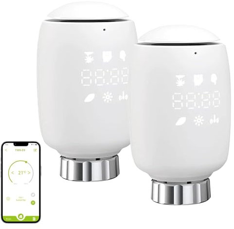 Smart Heizkörperthermostat, Smart Heizungsthermostat mit App-Funktion, Programmierbar Heizungsthermostat, Smart Thermostat, Digitales Display, Zeitpläne, Kompatibel mit Alexa/Google Home (2)