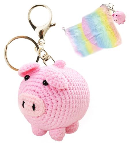 MEZHEN Schwein Schlüsselanhänger Mit Karabiner Niedlich Weicher Plüsch Schweinchen Schlüsselring Glücksbringer Rosa für Auto Motorrad Anhänger Rucksackdekorationen Geldbörse Schlüsselanhänger Anhänger
