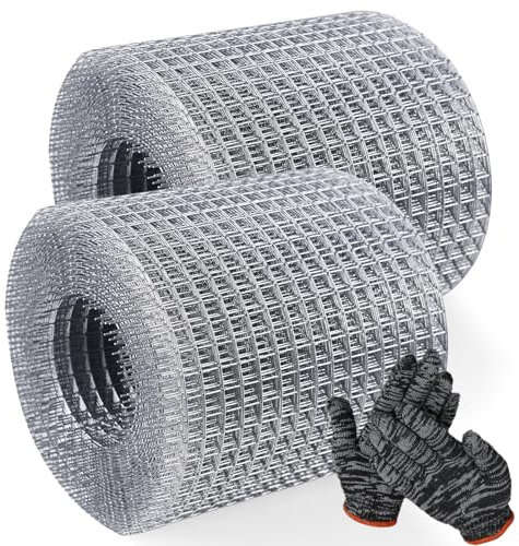 2 rollos de malla fina: 10 cm x 8 m, malla de alambre, malla de alambre galvanizado de 1 cm, malla de alambre galvanizado, malla para conejos, para bancal elevado en el jardín