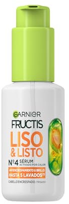 Garnier Fructis Nº4 Sérum Activado Por Calor Liso & Listo de Fructis Liso Keratina Para Cabello Encrespado, Para un Cabello Liso, Sin Encrespamiento y Brillo Duradero, 50ml