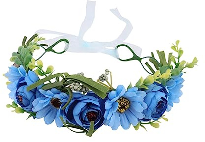 Homoyoyo Blauer Rosen Blumenkranz Braut Haarschmuck Leichter Komfortabler Haarkranz für Hochzeit Party und Fotoshootings Stilvolles Kopfschmuck Accessoire für Braut und Festtagsanlässe