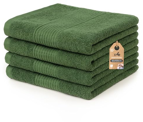 Cloud Pillow Handtücher Set 50x100 cm – 4er Pack Handtuch 100% Baumwolle – 500 g/m2 - Frottee Weich, Saugstark und Langlebig – Oeko-TEX – für Bad & Gäste - Grün