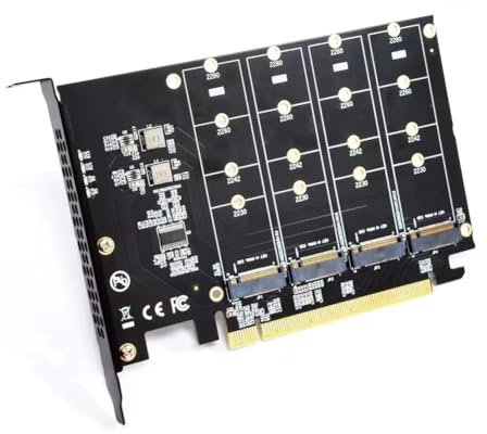 Fangxuee M.2 NVME to PCIe X16 Adapter Converter Card 4 Port NVME Expansion Card for 2230 2242 2260 2280 SSD