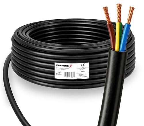 PremiumX Schlauchleitung H05VV-F 3x1 mm² - Flexible PVC Anschlussleitung für Elektroanschlüsse im Innenbereich - 100 Meter