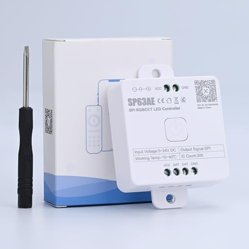 JOYLIT Controller LED RGBCCT IC WS2811 Indirizzabili SPI Striscia LED 5-24V | Controllo App con Sincronizzazione Musicale, 146 Modalità Dinamiche + DIY, Timer e Memoria ( Senza Telecomando )