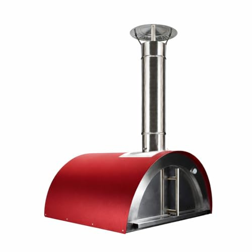 MF - Four à bois d'extérieur pour pizzas et pain modèle Chef Junior rouge pour jardin