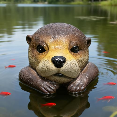 Xevinas Schwimmende Teichdeko Otter, Realistische Gartenteich Deko, Teichdeko Für Draußen, Schwimmfiguren Für Miniteich, Teich Deko Garten, Schwimmtier Zum Schutz Von Wasserflächen (A)