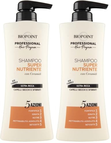 Biopoint Professional Hair Program - Shampoo Capelli Super Nutriente, Formula Ultra Ricca per Idratare e Nutrire i capelli secchi e sfibrati, 400 ml (Confezione da 2)